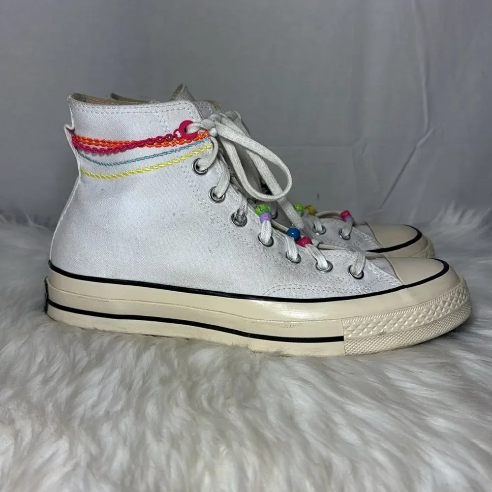 Converse Chuck Taylor 70 Women's White Canvas Egret‎ High Tops Sz 7.5 - Picture 5 of 9